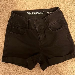 Black high rise jean shorts
